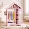 Roofed Kids Wardrobe With Mirror Clothes Rack And Storage Cubes